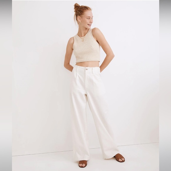 Madewell | cotton-linen pleated wide-leg pants - Picture 1 of 8